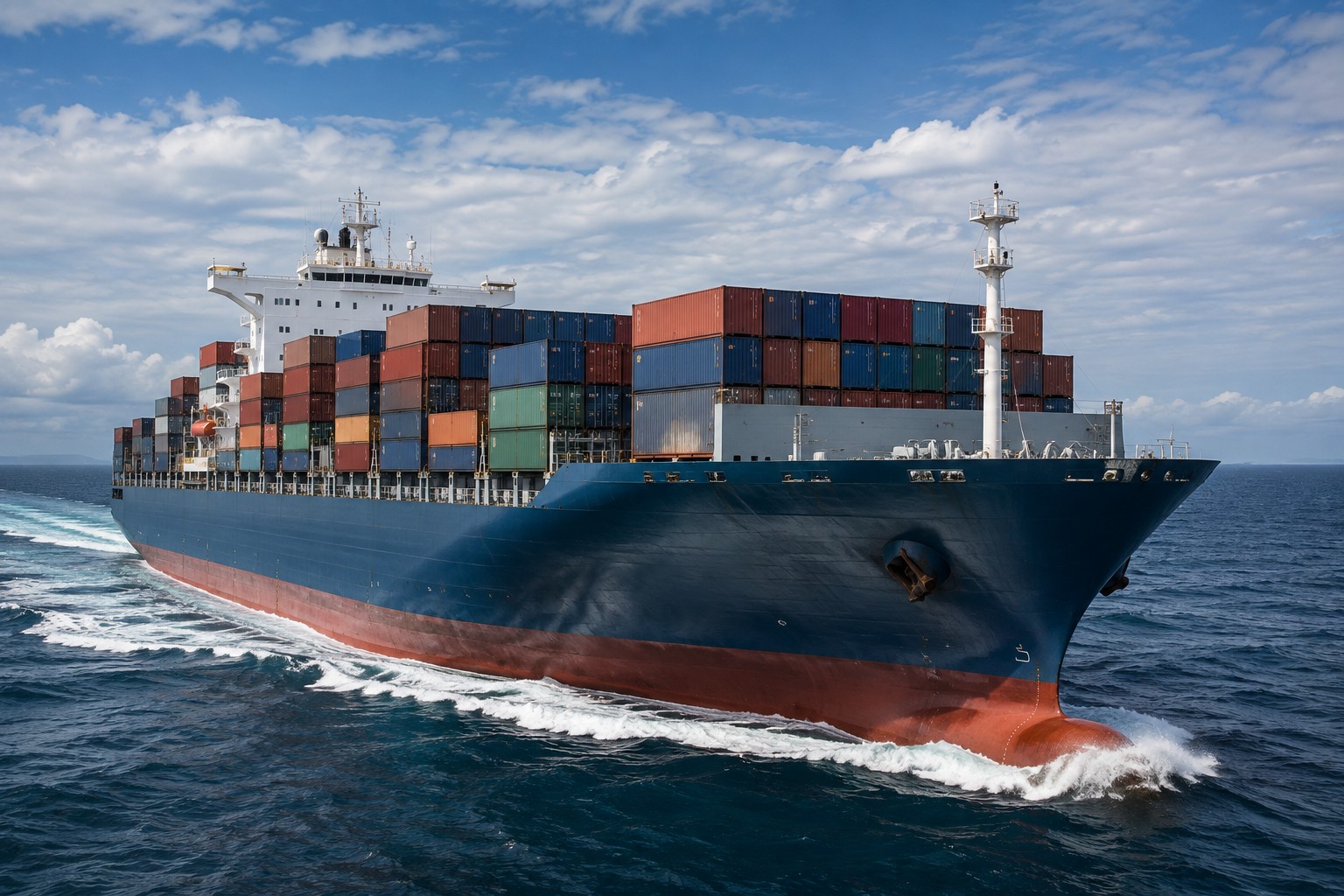 Commercial vessel in operation